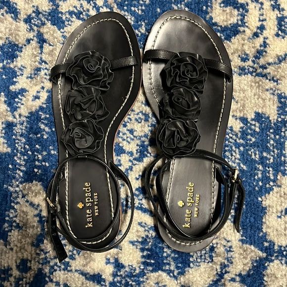 Black Leather sandals by Kate Spade size 8.5 - Picture 1 of 5